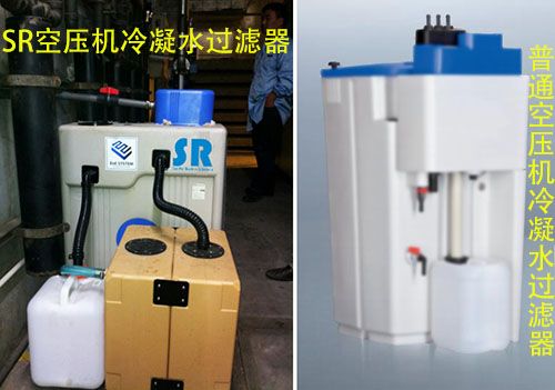 SR YUSOO空壓機(jī)冷凝水過濾器與其它品牌對(duì)比圖